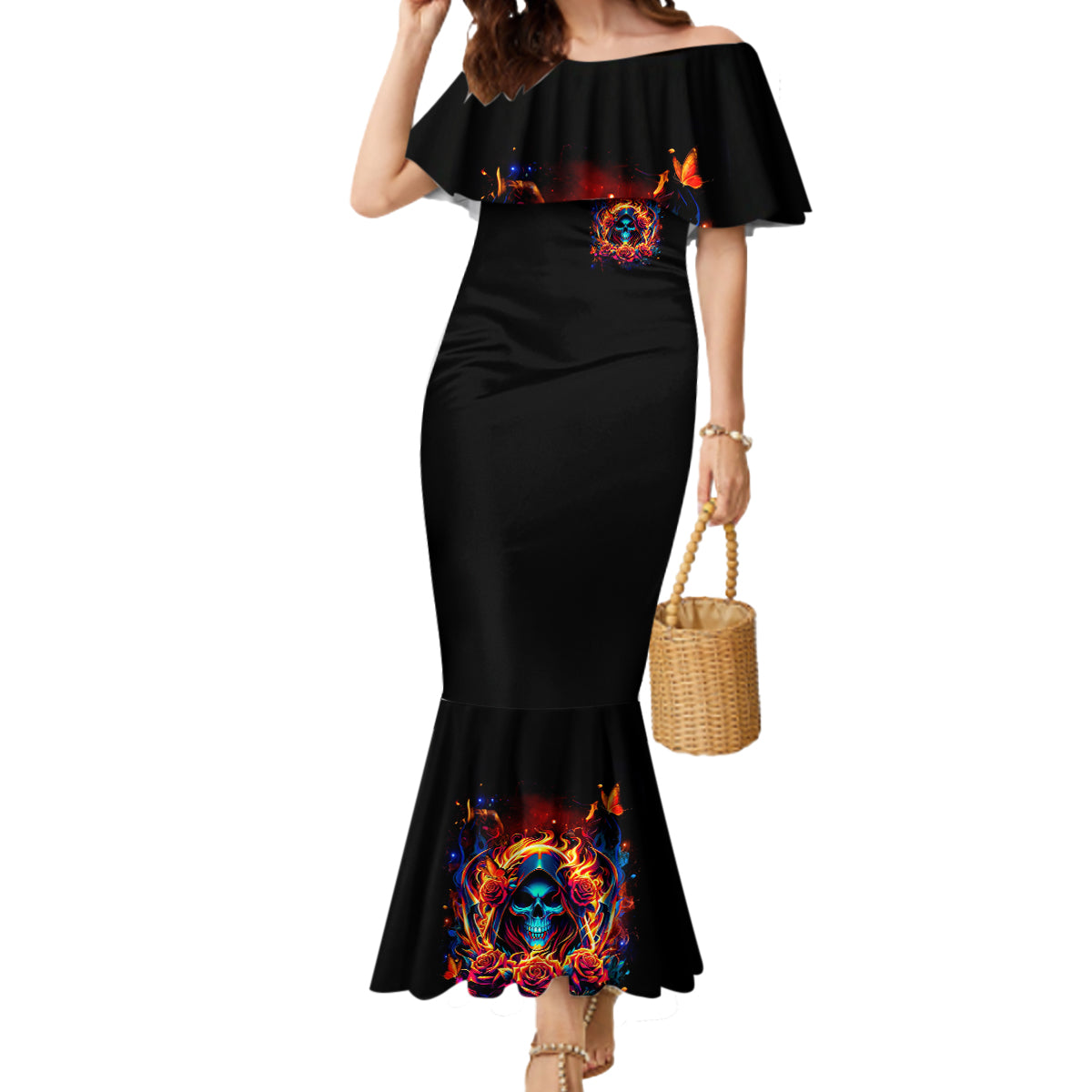 Flame Skull Mermaid Dress Heaven Don't Want Me And Hell's Afraid I'll Take Over