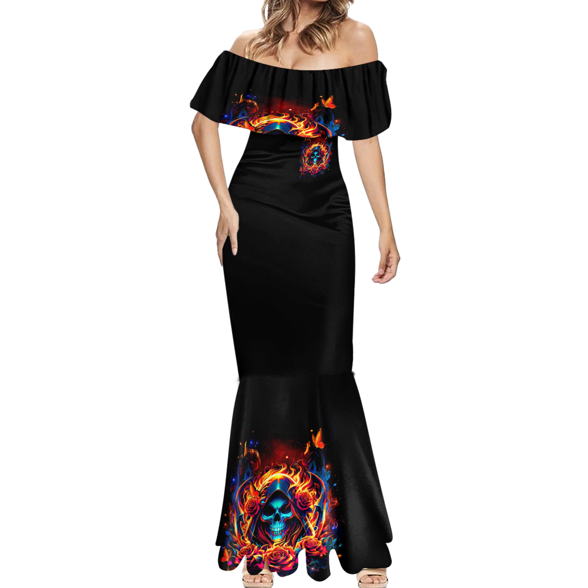 Flame Skull Mermaid Dress Heaven Don't Want Me And Hell's Afraid I'll Take Over