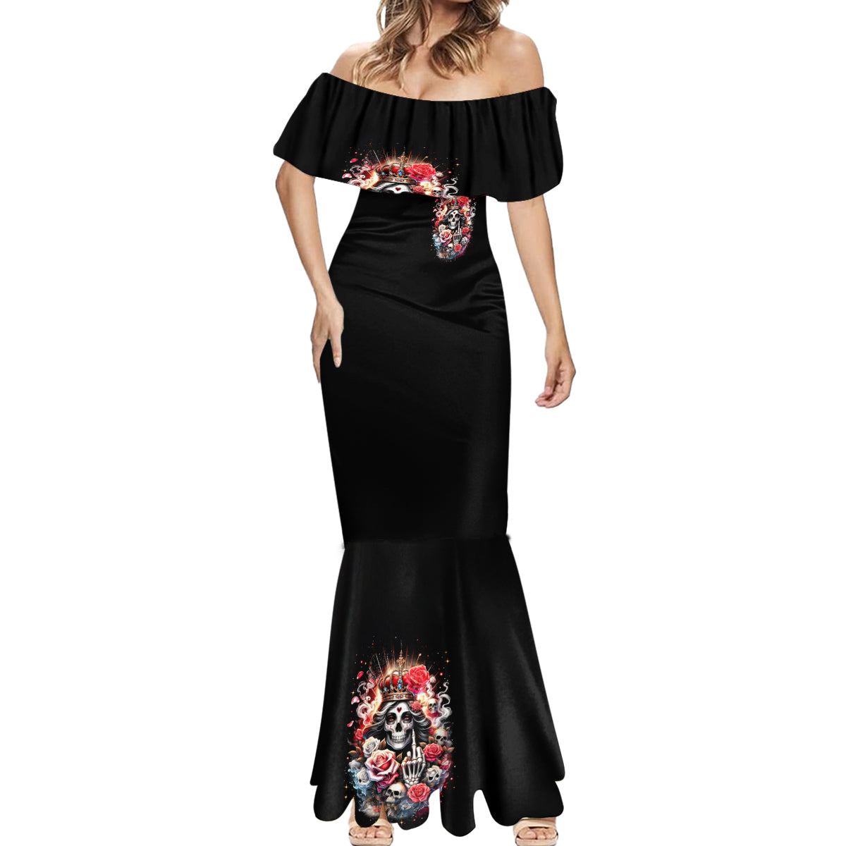Rose Skull Mermaid Dress Like Me Or Not I Don't Give A Flying Fuck