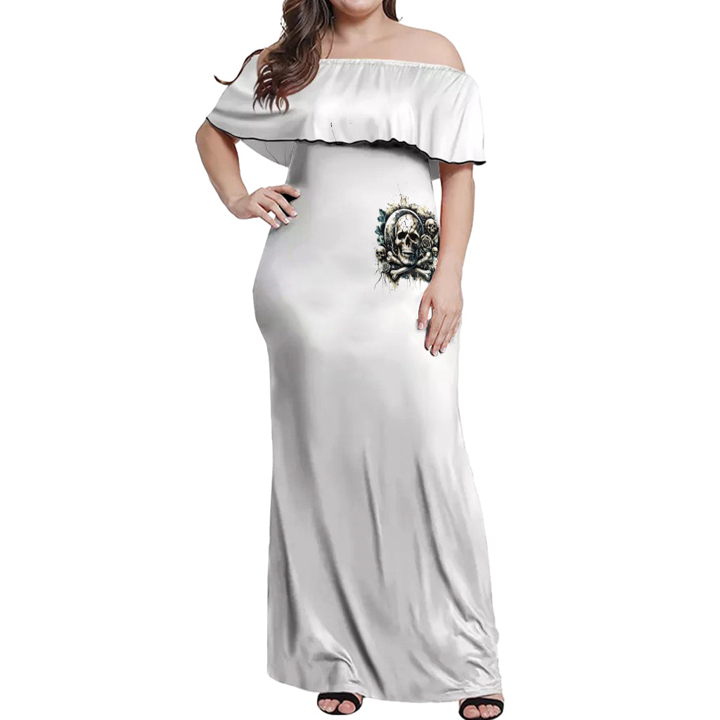 Black Skull Off Shoulder Maxi Dress Hello Darkness My Old Friend