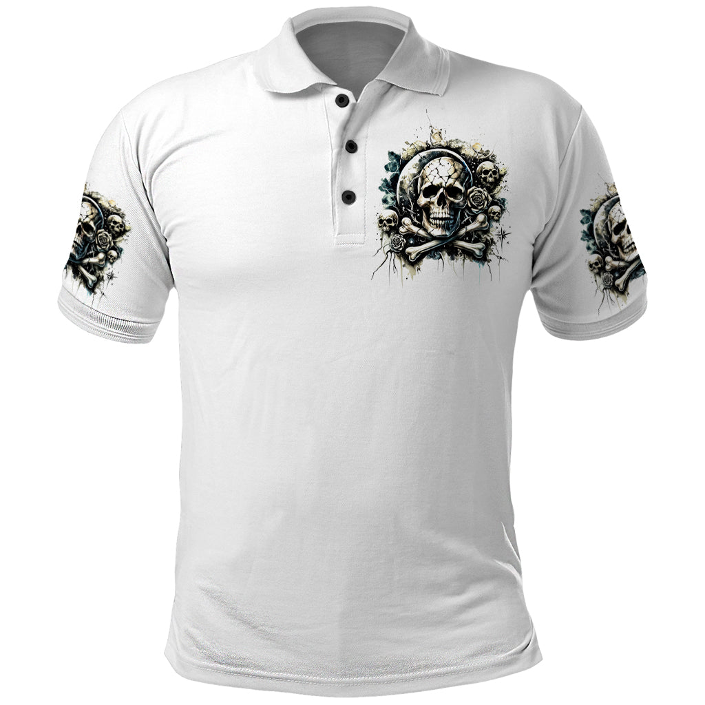 Black Skull Polo Shirt Hello Darkness My Old Friend