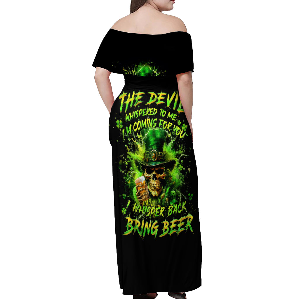 Irish Skull Off Shoulder Maxi Dress The Devil Whispered To Me I'm Coming For You I Whisper Back Bring Beer