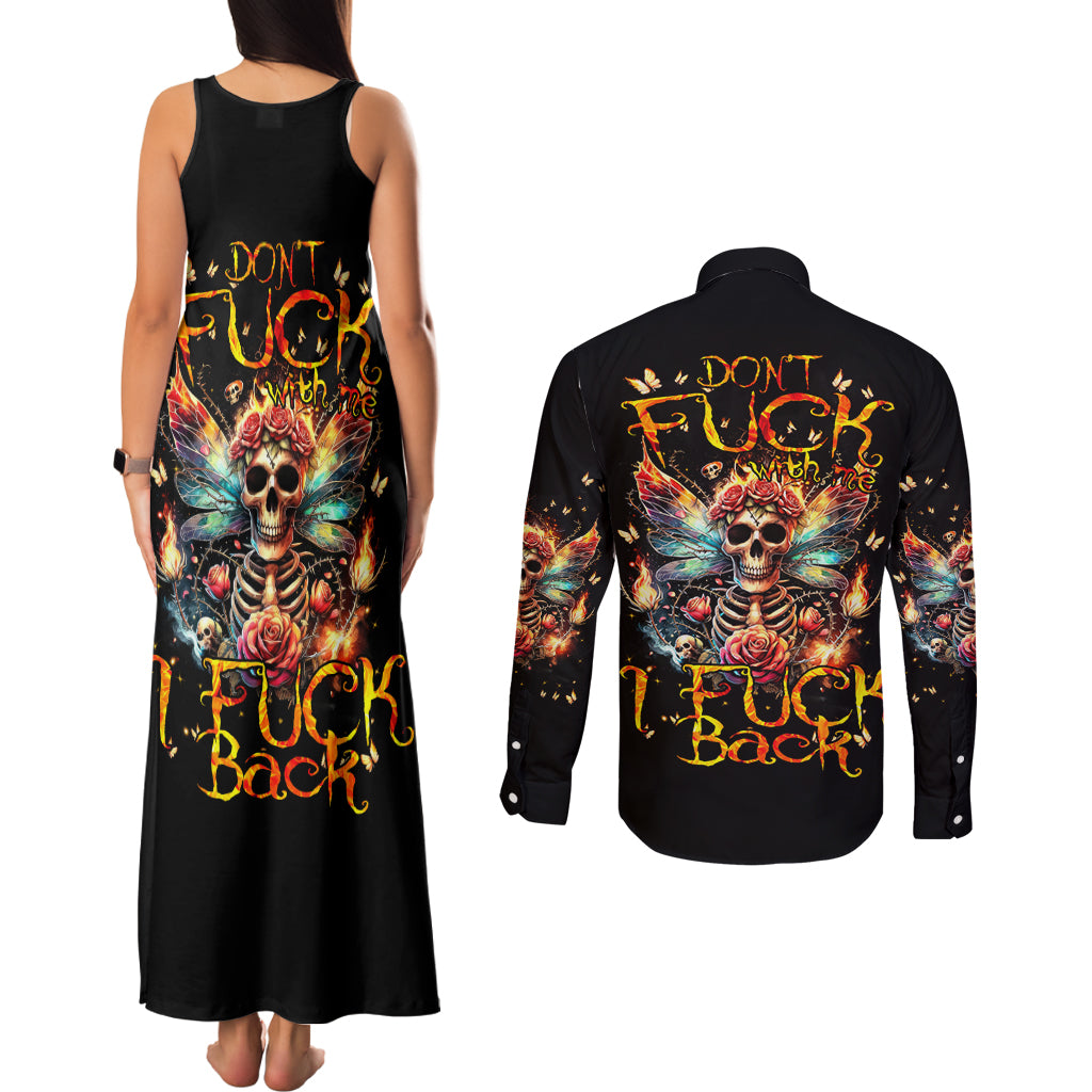 Fairy Skull Couples Matching Tank Maxi Dress and Long Sleeve Button Shirt Don't Fuck With Me I Fuck Back