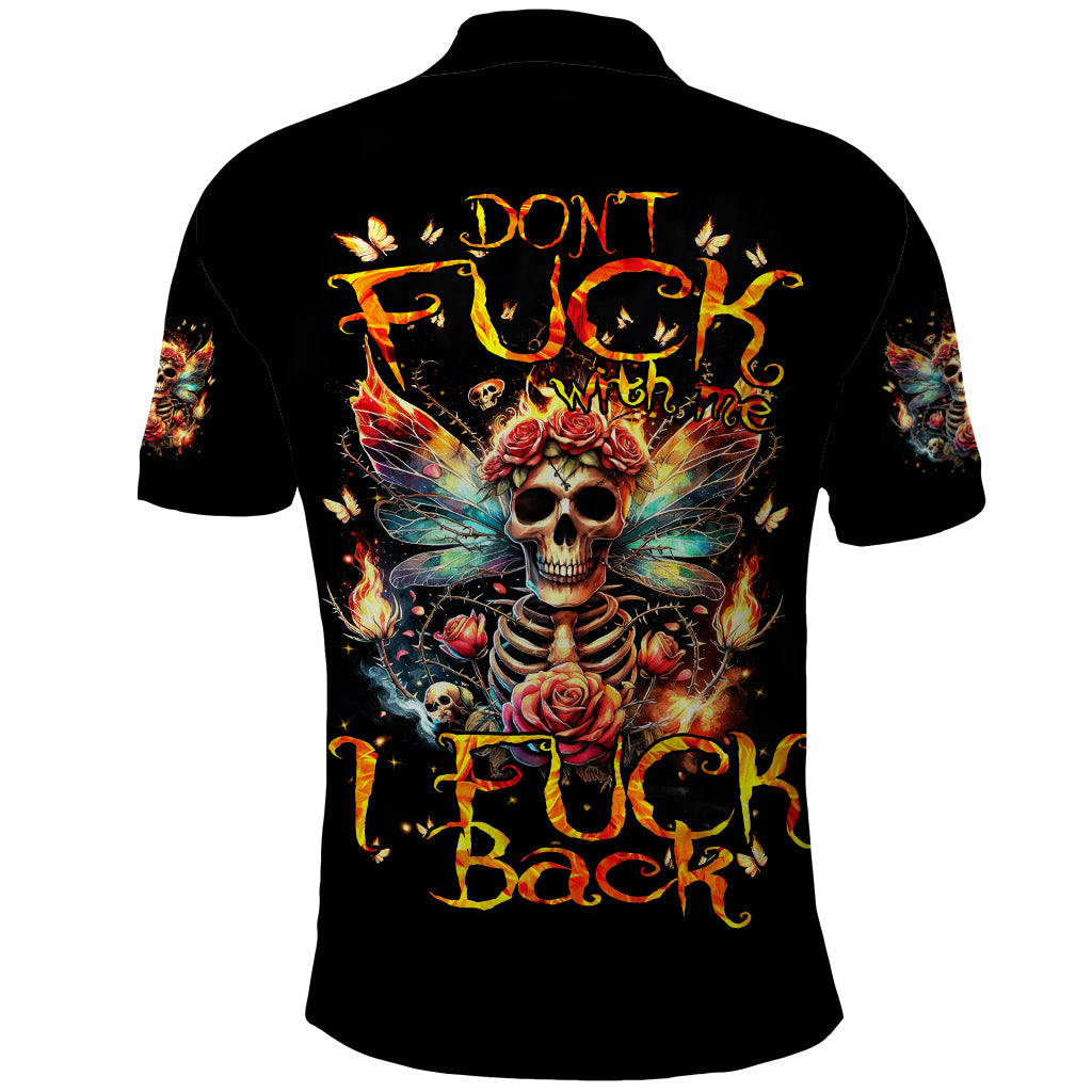 Fairy Skull Polo Shirt Don't Fuck With Me I Fuck Back