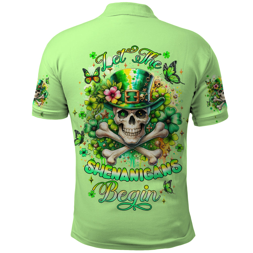 Irish Skull Polo Shirt Let The Shenanigans Begin