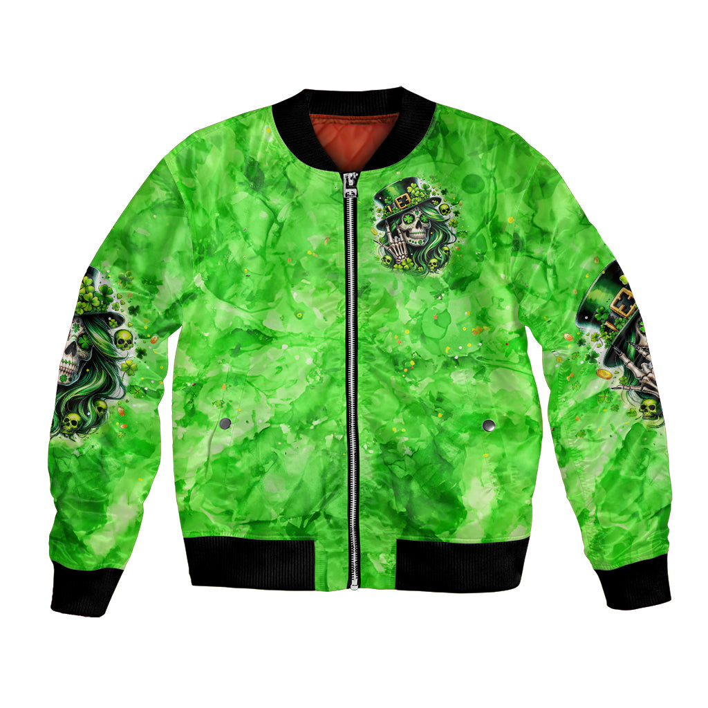 Irish Skull Bomber Jacket Shamrock And Roll
