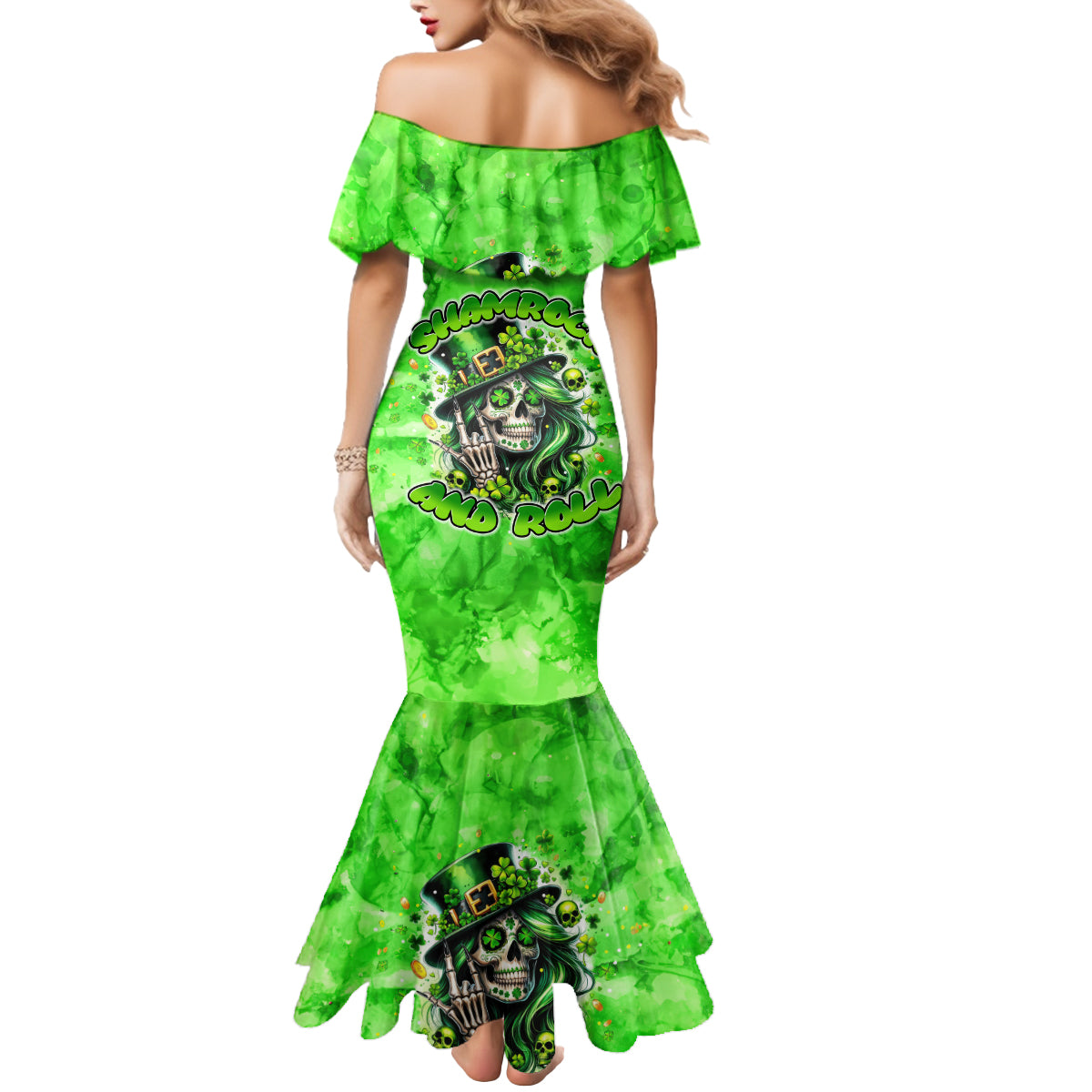 Irish Skull Mermaid Dress Shamrock And Roll
