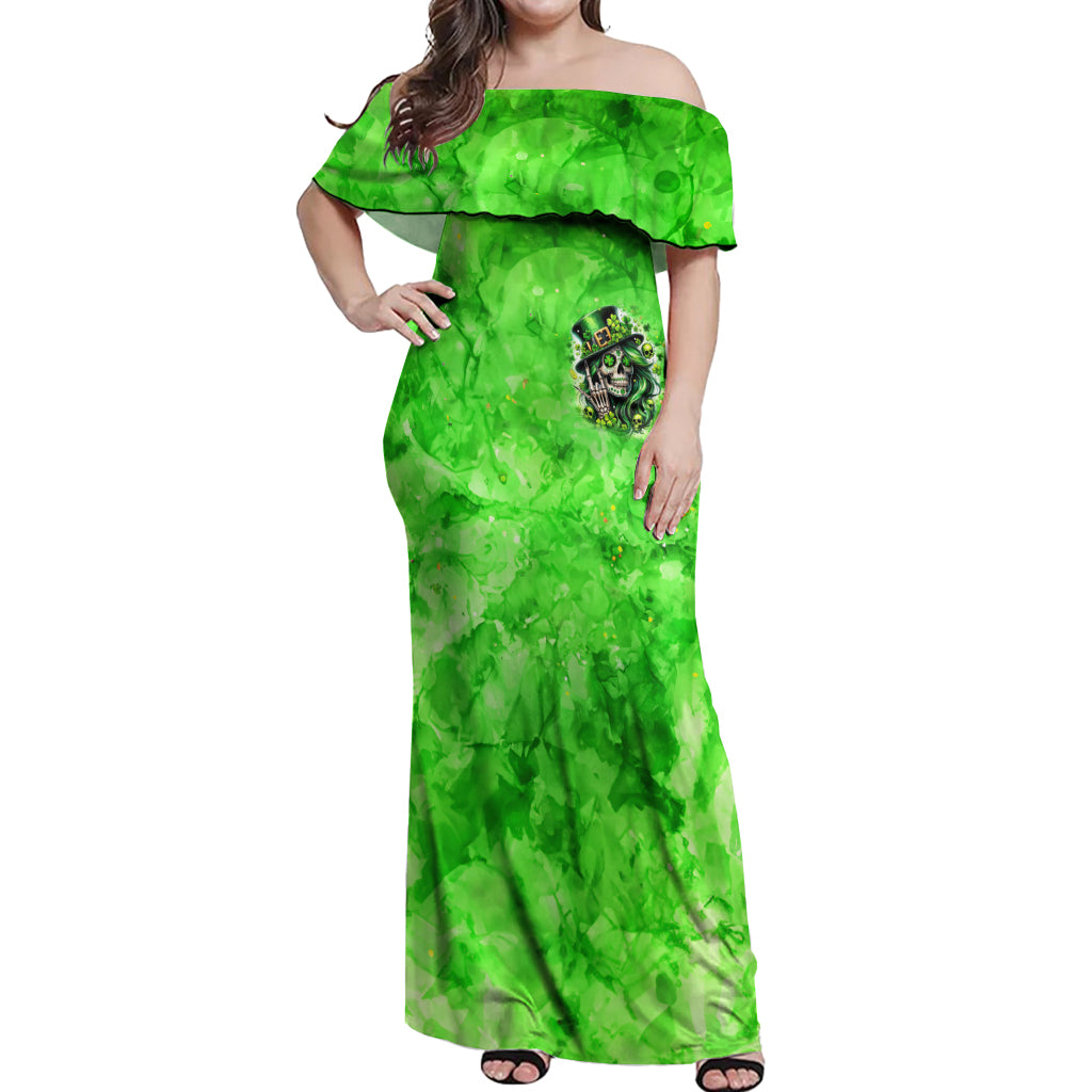 Irish Skull Off Shoulder Maxi Dress Shamrock And Roll