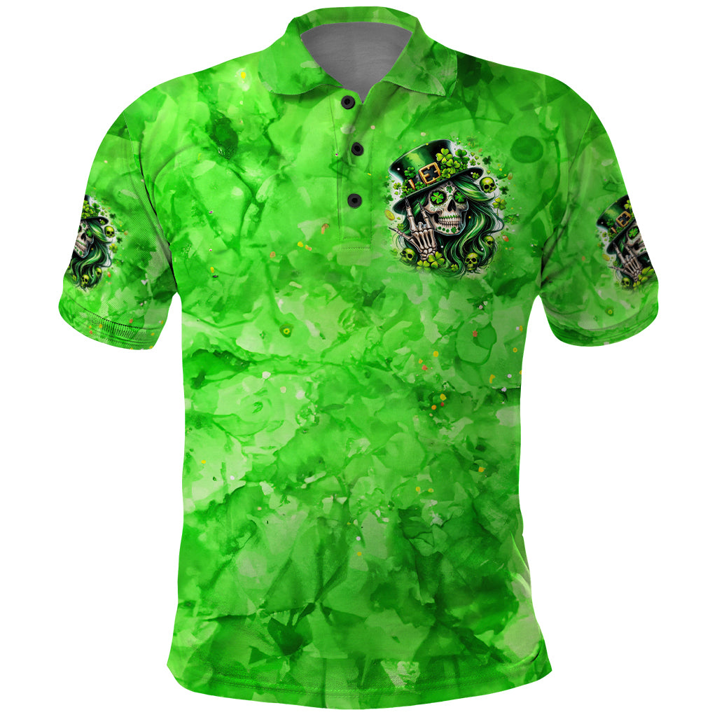Irish Skull Polo Shirt Shamrock And Roll