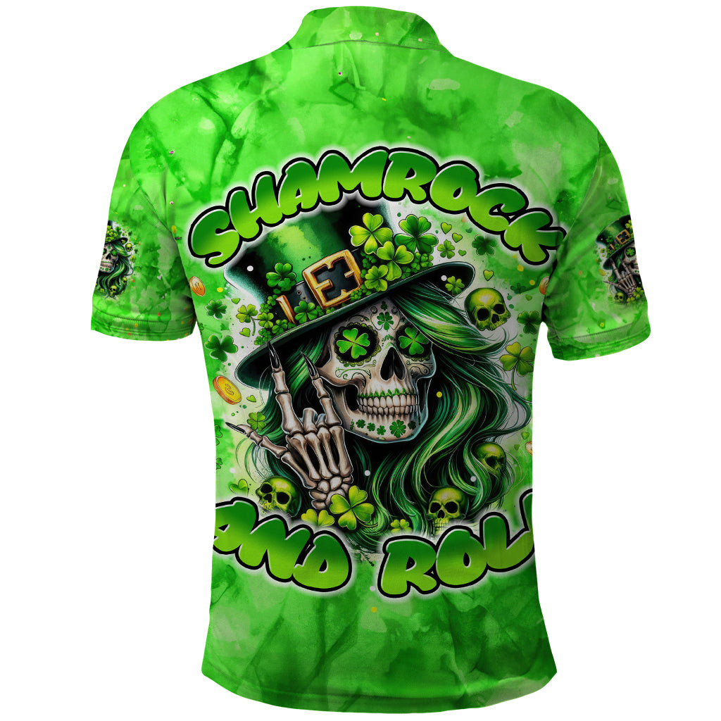 Irish Skull Polo Shirt Shamrock And Roll