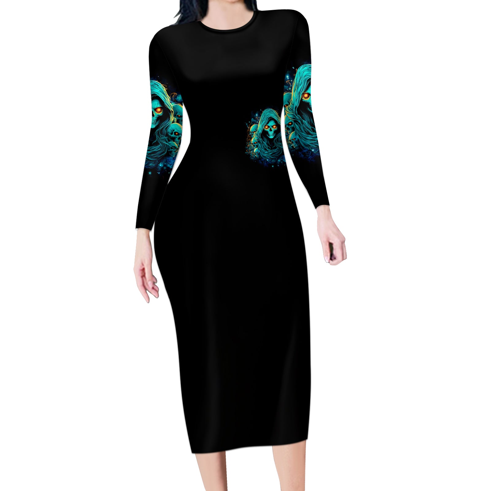 Witch Skull Long Sleeve Bodycon Dress The Good Girl In Me Got Tired Of The Bullshit So The Bitch In Me Came Out To Play