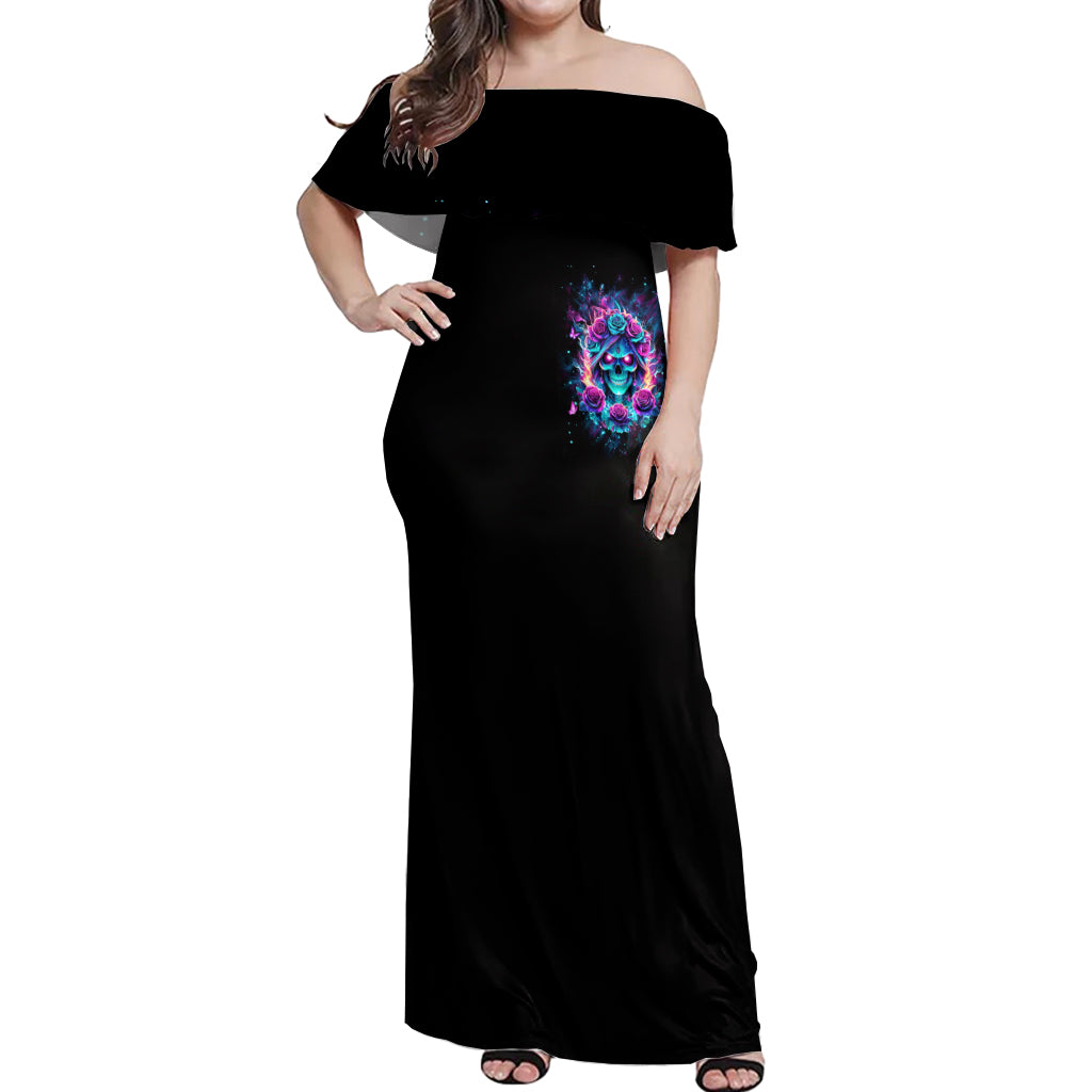Rose Skull Off Shoulder Maxi Dress She Whispered Back Iam The Storm
