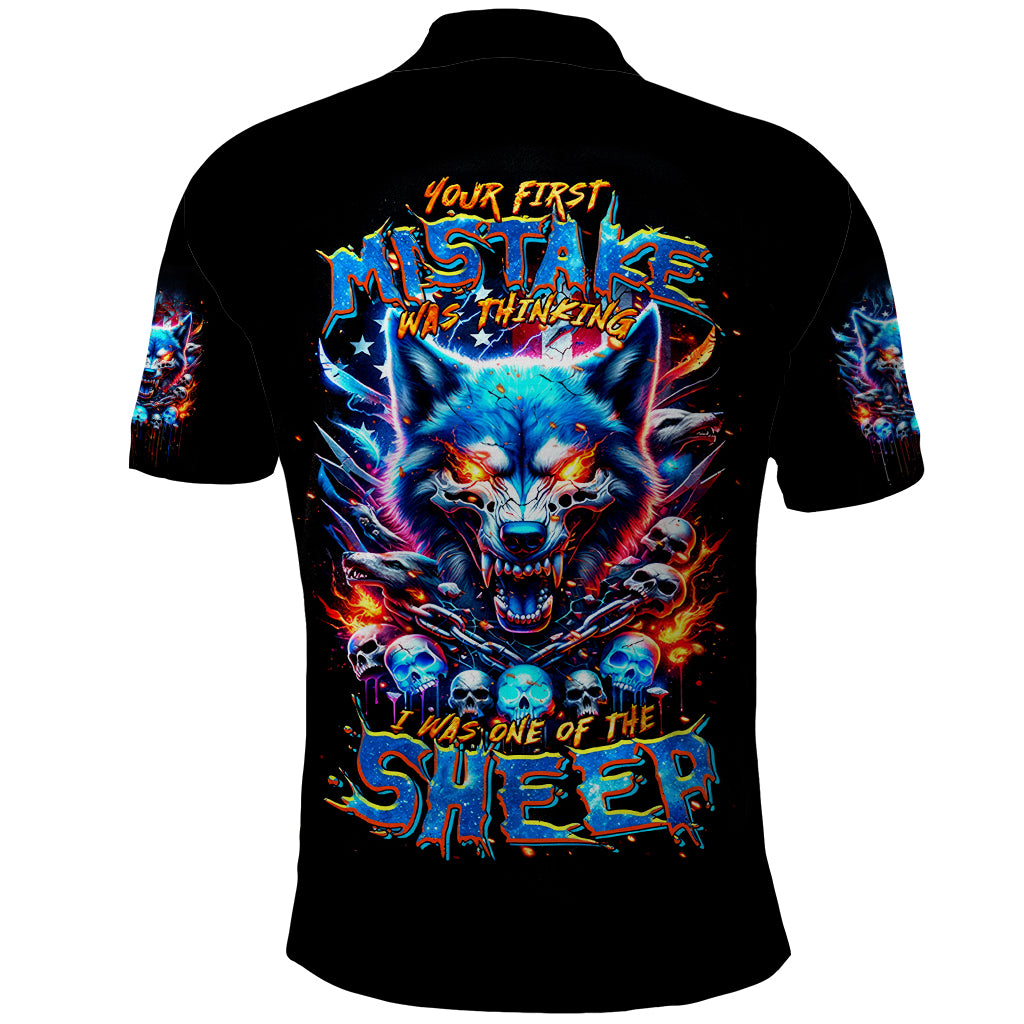 Wolf Skull Polo Shirt Your First Mistake Was Thinking I was One Of The Sheep