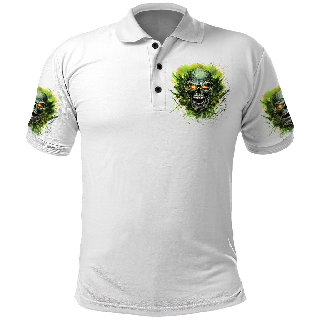 Flame Skull Polo Shirt One Day Im Gonna Just Say Fuck It All