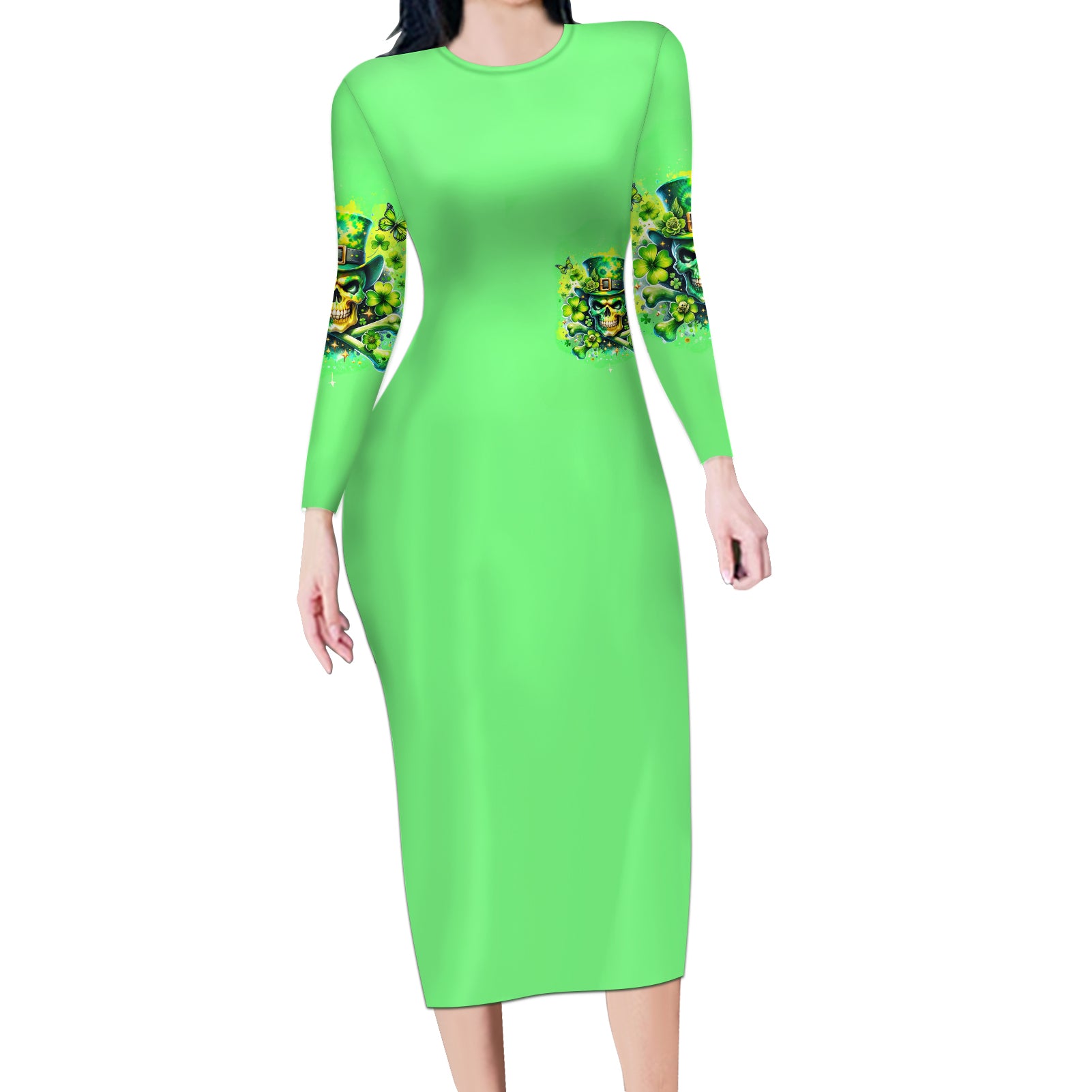 Irish Skull Long Sleeve Bodycon Dress I'm Not Anti Social I'm Just Not User Friendly