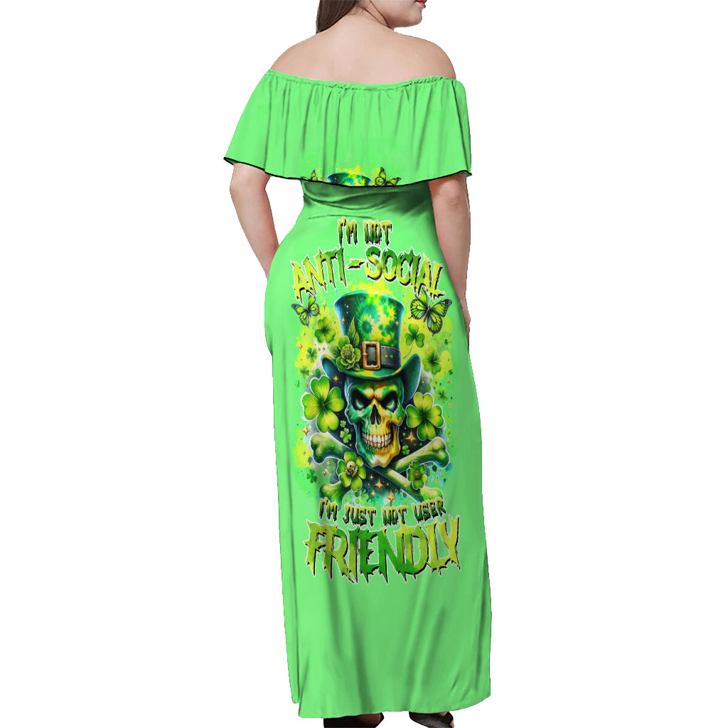 Irish Skull Off Shoulder Maxi Dress I'm Not Anti Social I'm Just Not User Friendly