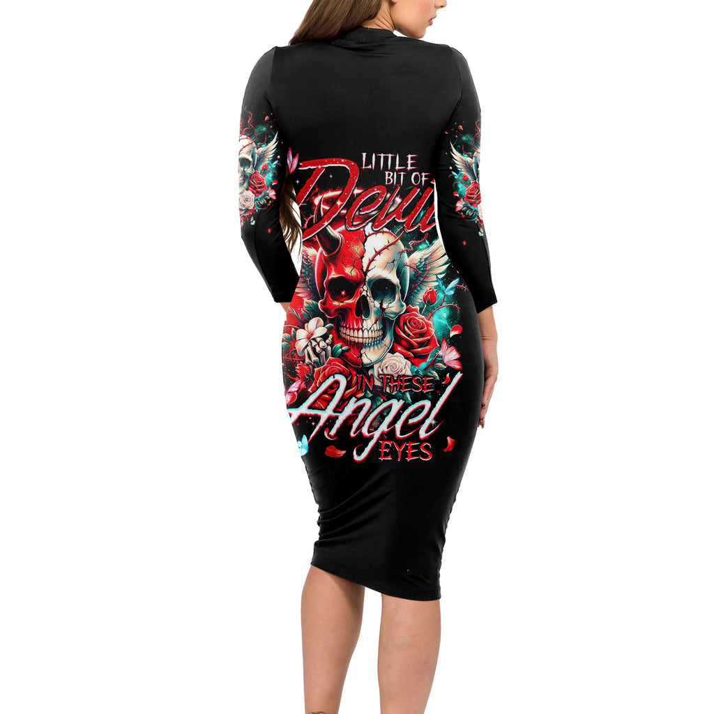Devil Skull Long Sleeve Bodycon Dress Little Bit Of Devil In These Angel eyes