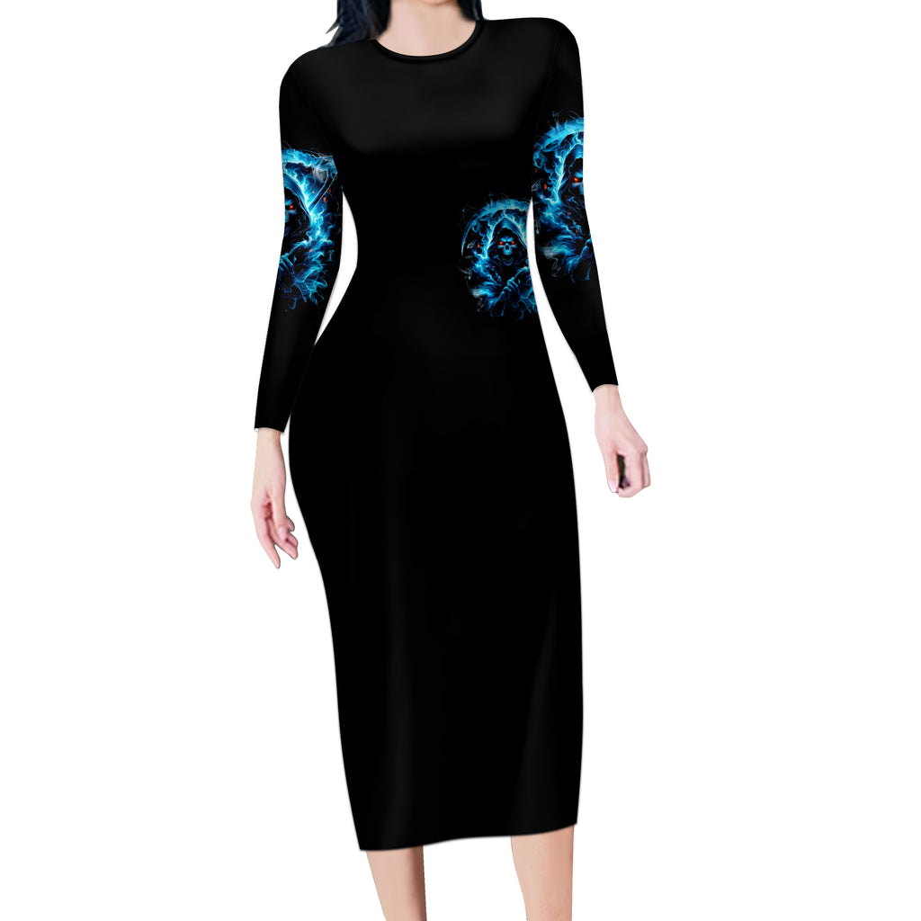 Skull Reaper Long Sleeve Bodycon Dress I Can't Go To Hell The Devil Still Has A Restraining Order Against Me