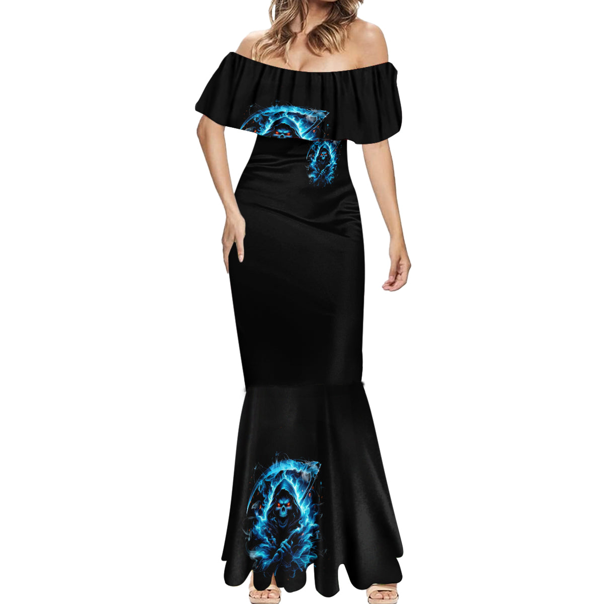 Skull Reaper Mermaid Dress I Can't Go To Hell The Devil Still Has A Restraining Order Against Me