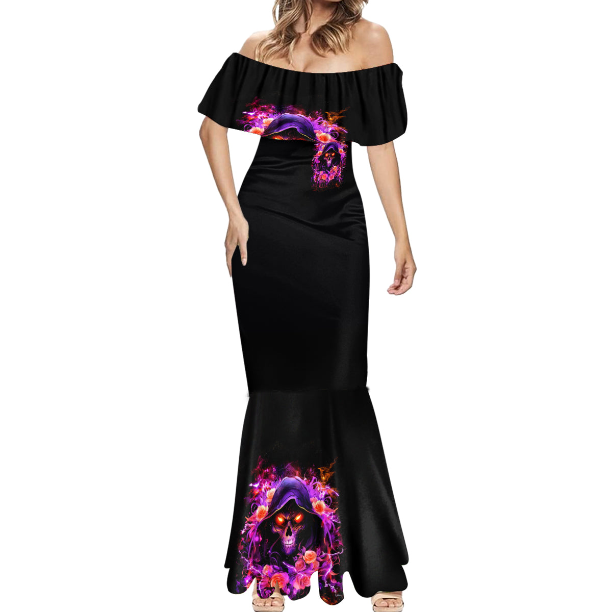 Rose Skull Mermaid Dress Beasuty In Beast Mode