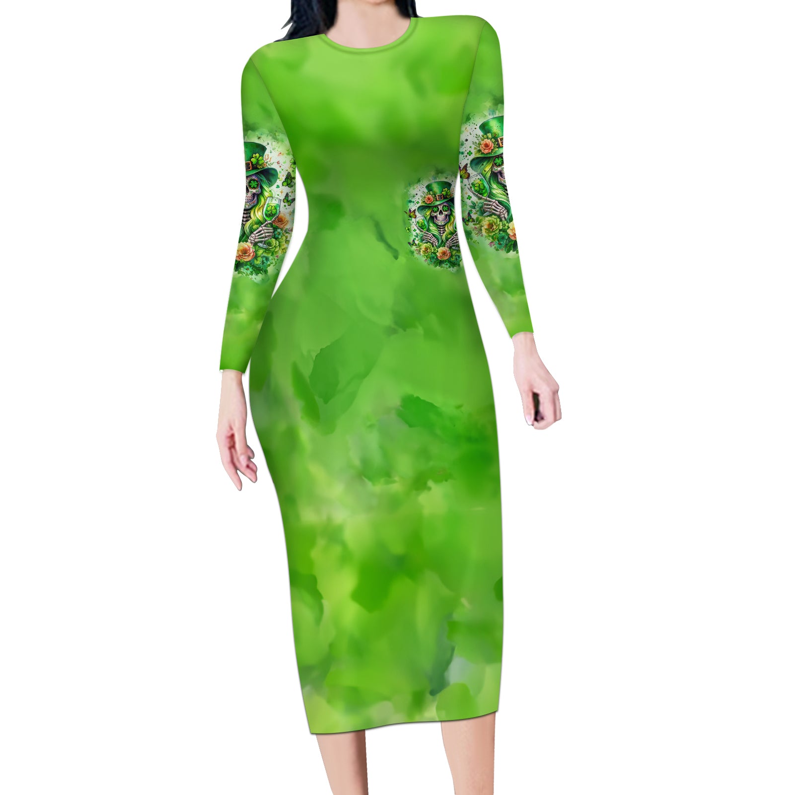 Irish Skull Long Sleeve Bodycon Dress Irish Today