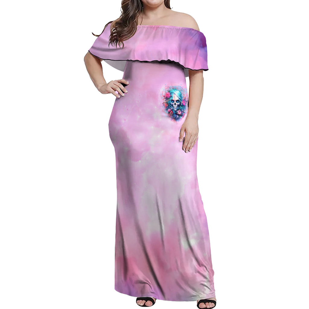 Rose Skull Off Shoulder Maxi Dress Bullshit So The Bitch In Me Come Out To Play
