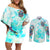 Flower Skull Couples Matching Off Shoulder Short Dress and Long Sleeve Button Shirt She Is Sunshine Mixed With A Little Hurricane