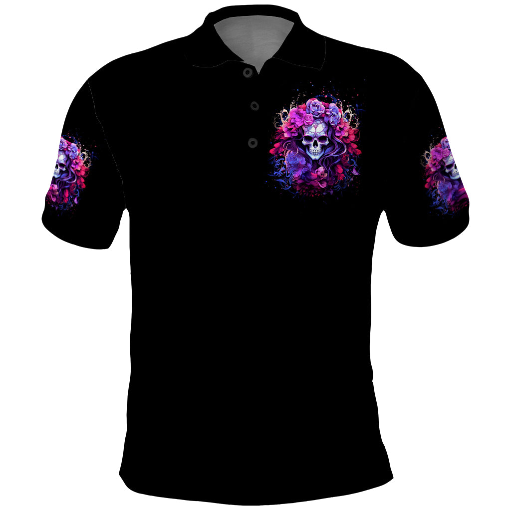 Flower Skull Polo Shirt The Good Girl In Me Got Tired Of The Bullshit So The Bitch In Me Came Out To Play