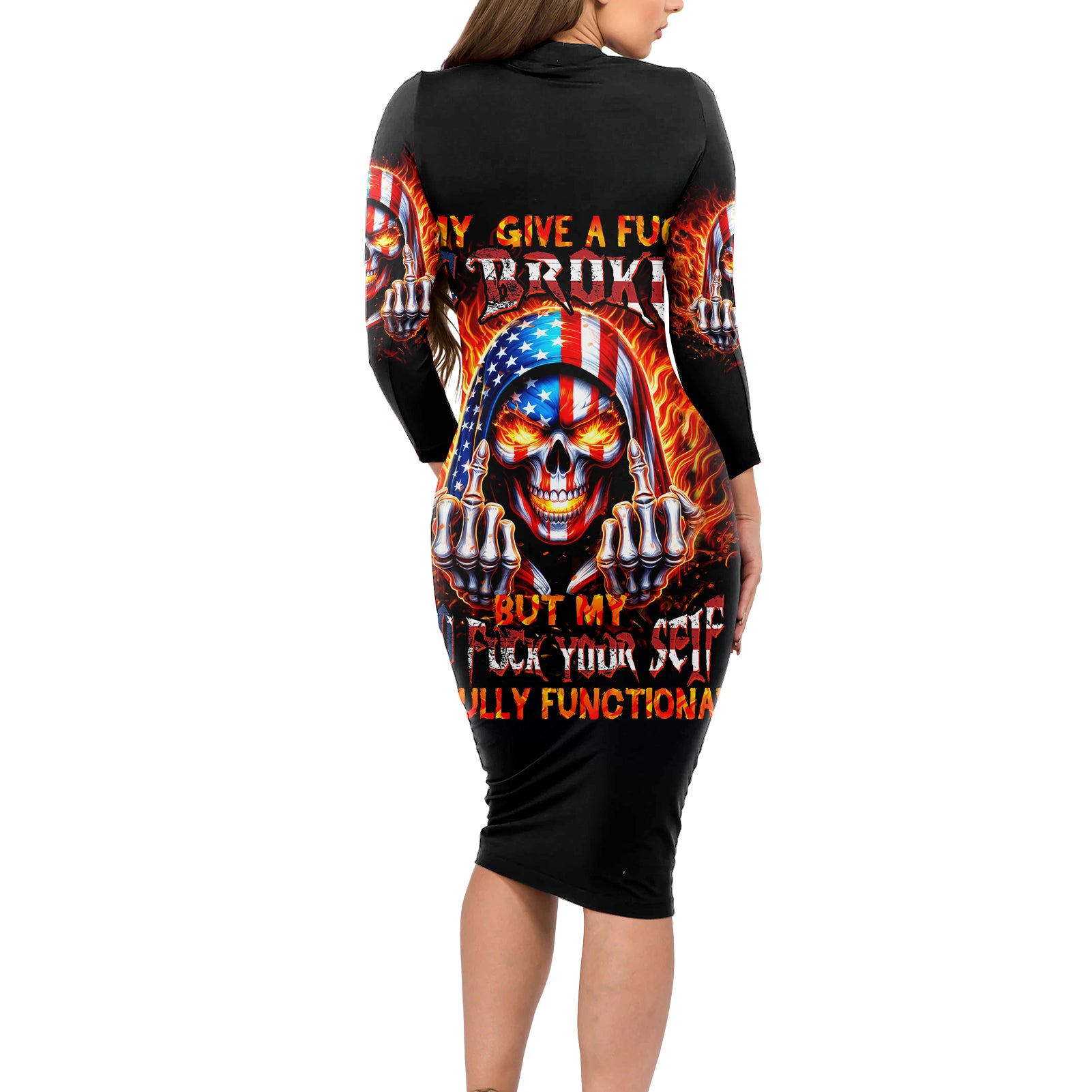 My Give A Fuck Is Broken But My Go Fuck Your Self Long Sleeve Bodycon Dress