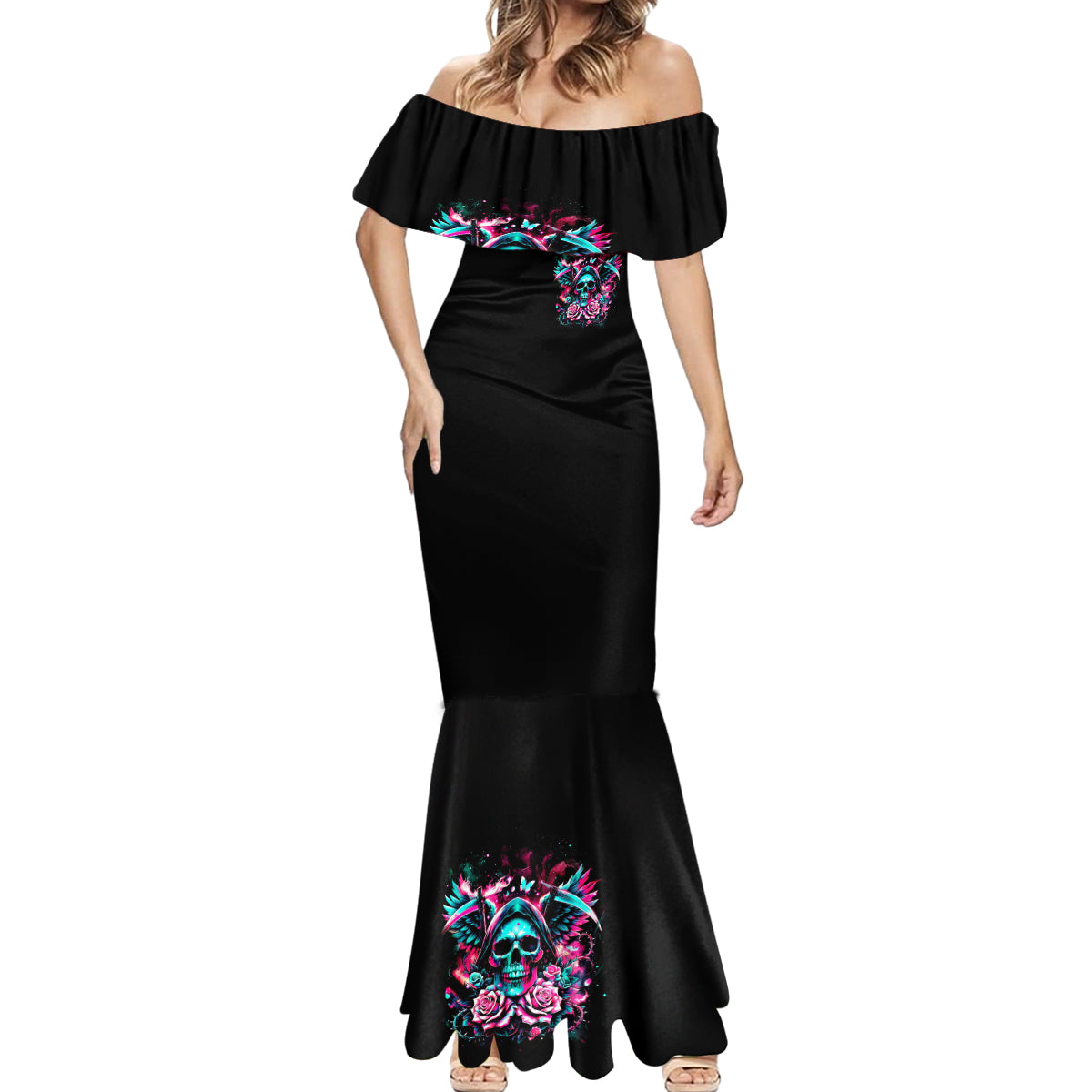 Rose Skull Mermaid Dress Heaven Don't Want Me And Hell's Afraid I'll Take Over