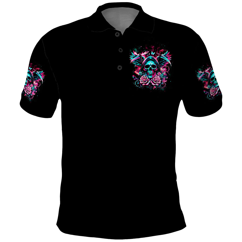 Rose Skull Polo Shirt Heaven Don't Want Me And Hell's Afraid I'll Take Over