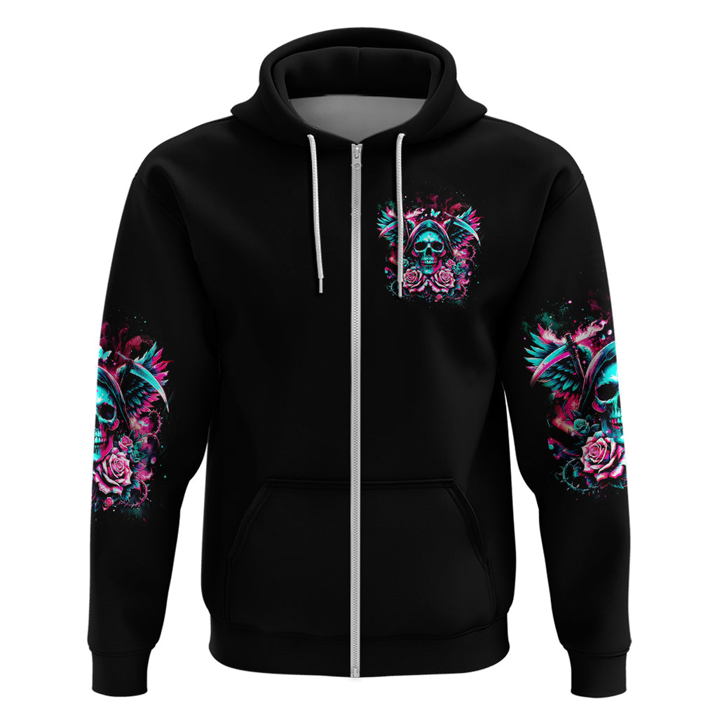 Rose Skull Zip Hoodie Heaven Don't Want Me And Hell's Afraid I'll Take Over