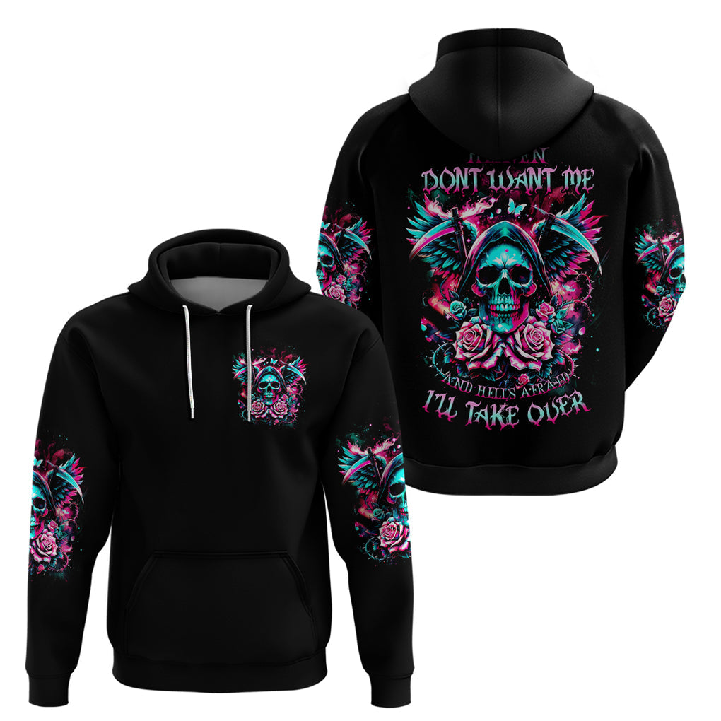 Rose Skull Zip Hoodie Heaven Don't Want Me And Hell's Afraid I'll Take Over