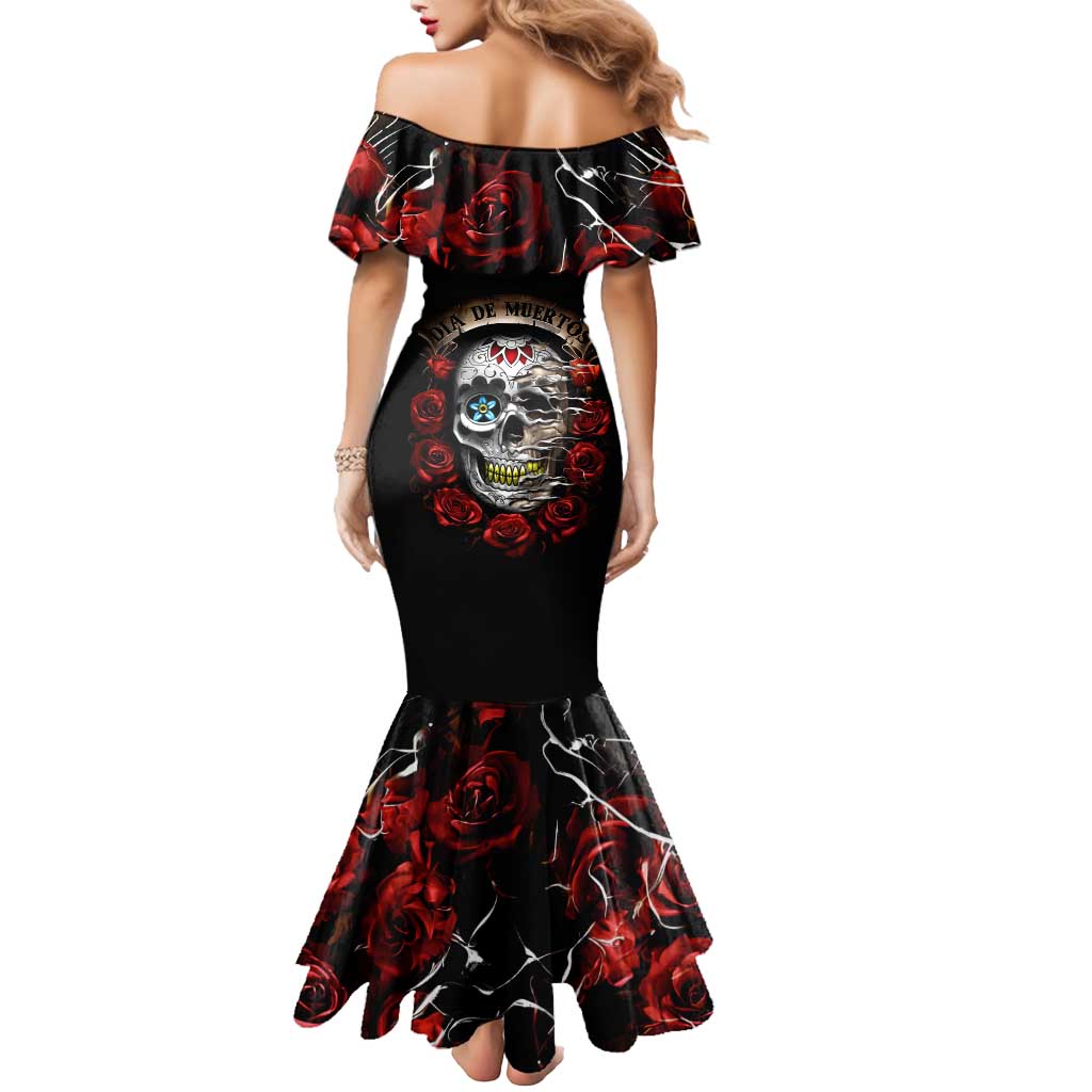 Dia De Muertos Mermaid Dress Day Of The Death Rose Skull DT01