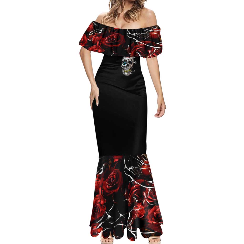 Dia De Muertos Mermaid Dress Day Of The Death Rose Skull DT01