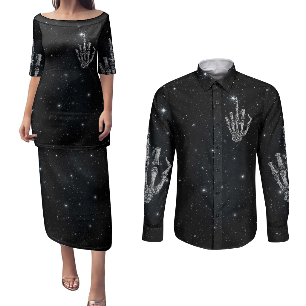 sad-skull-couples-matching-puletasi-dress-and-long-sleeve-button-shirts-dont-ever-try-to-judge-me-dude