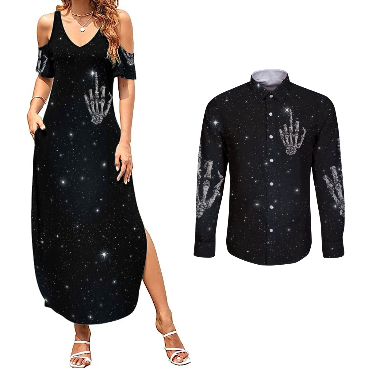 sad-skull-couples-matching-summer-maxi-dress-and-long-sleeve-button-shirts-dont-ever-try-to-judge-me-dude