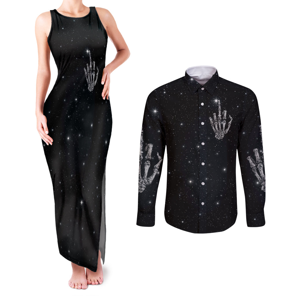 sad-skull-couples-matching-tank-maxi-dress-and-long-sleeve-button-shirts-dont-ever-try-to-judge-me-dude
