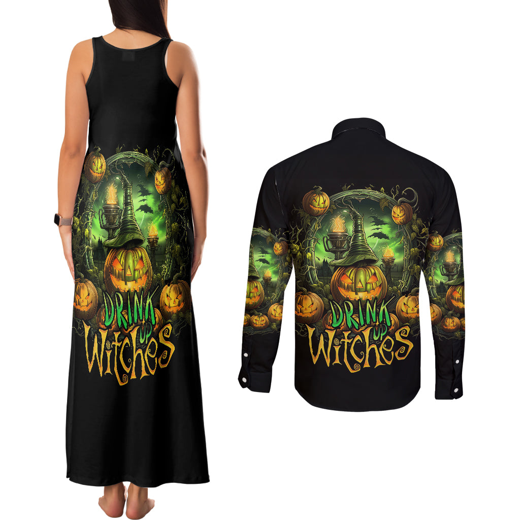 pumpkin-skull-couples-matching-tank-maxi-dress-and-long-sleeve-button-shirts-drink-up-witches