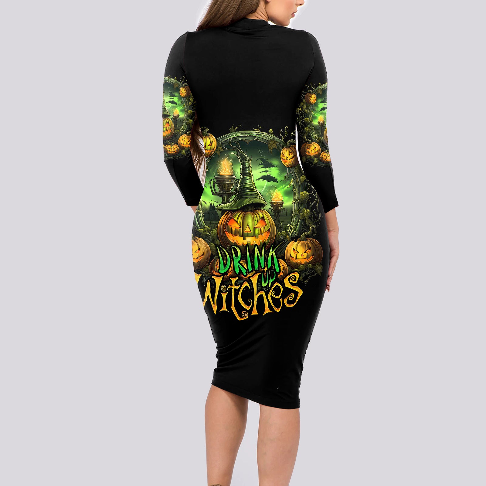 pumpkin-skull-long-sleeve-bodycon-dress-drink-up-witches