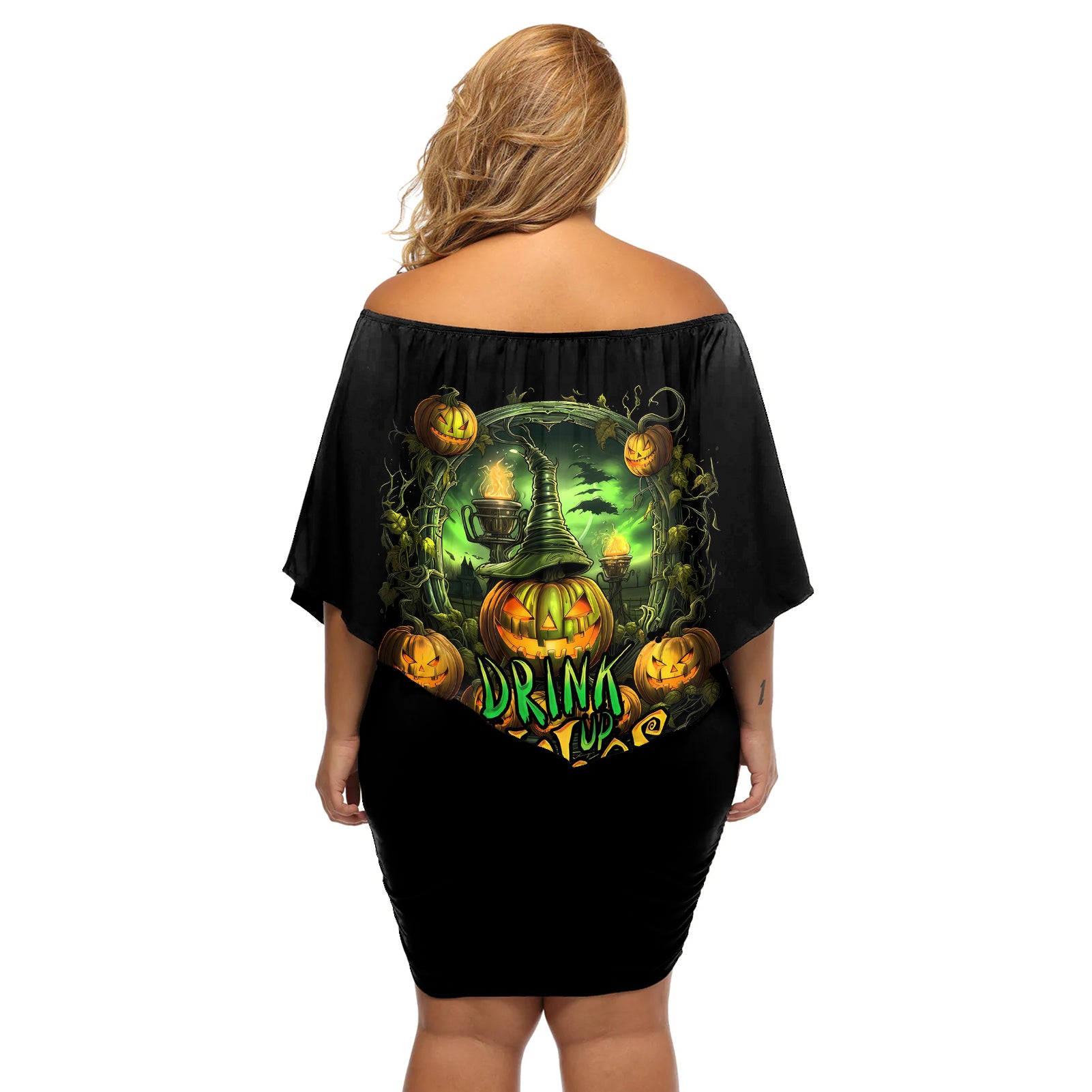 pumpkin-skull-off-shoulder-short-dress-drink-up-witches