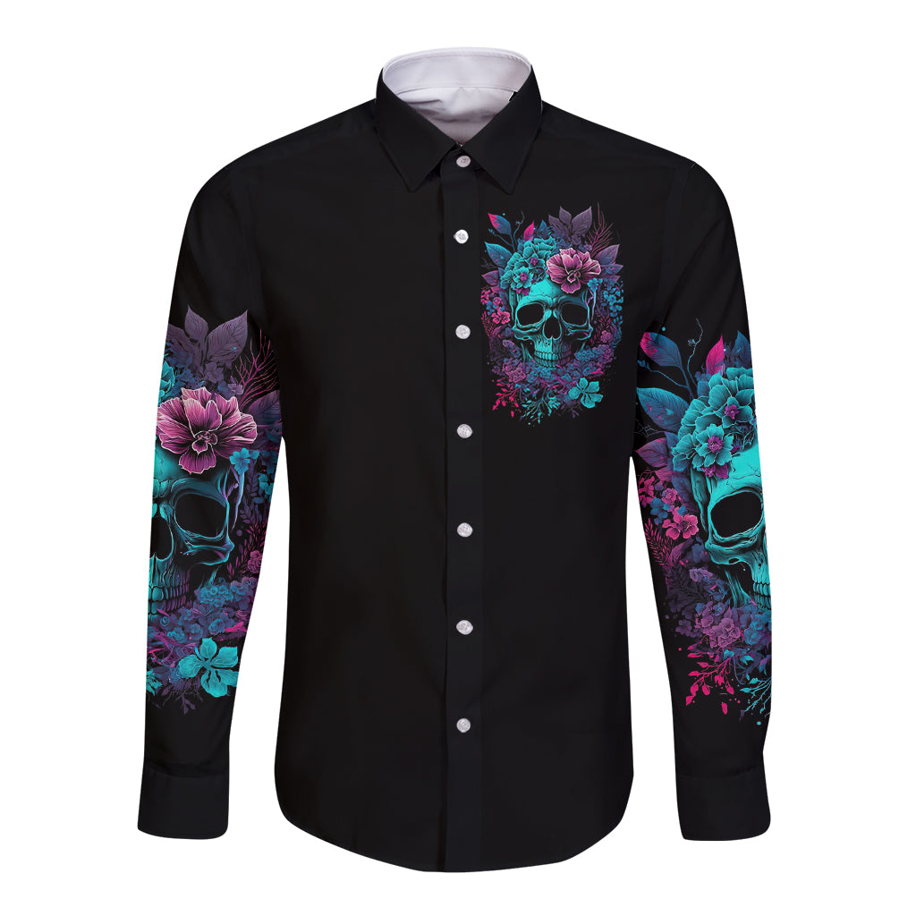 flower-skull-long-sleeve-button-shirt-hello-darkness-my-old-friend