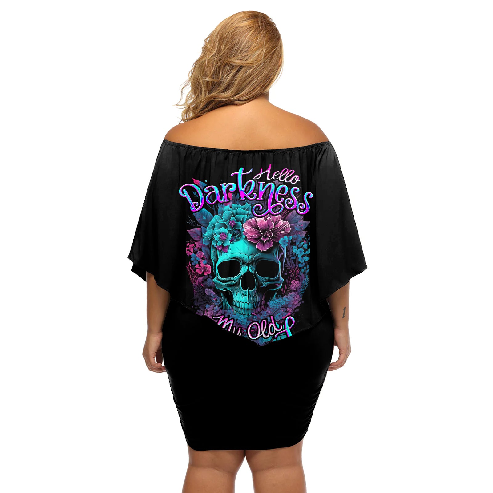 flower-skull-off-shoulder-short-dress-hello-darkness-my-old-friend