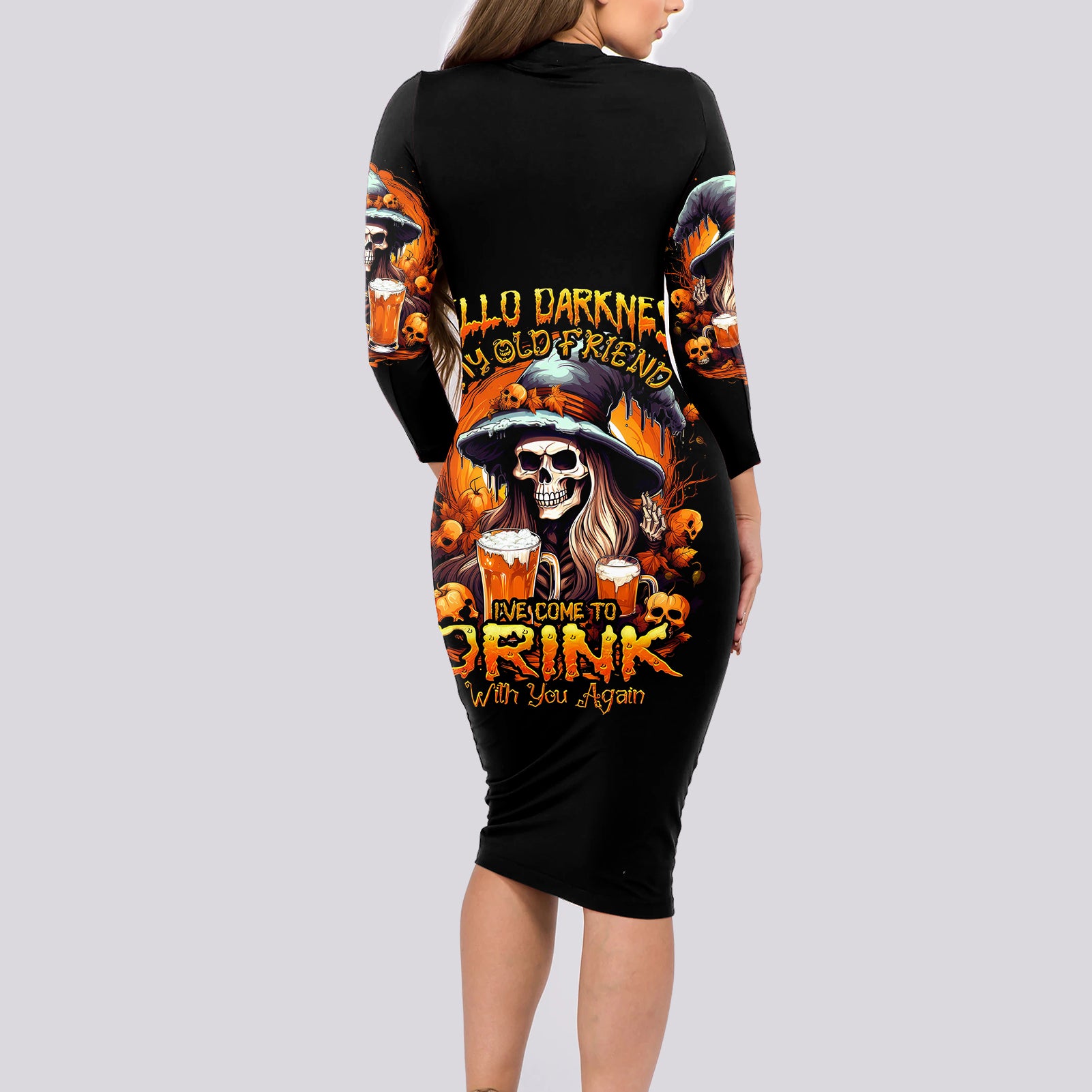 witch-skull-long-sleeve-bodycon-dress-hello-darkness-my-old-friend-i-come-to-drink-with-you