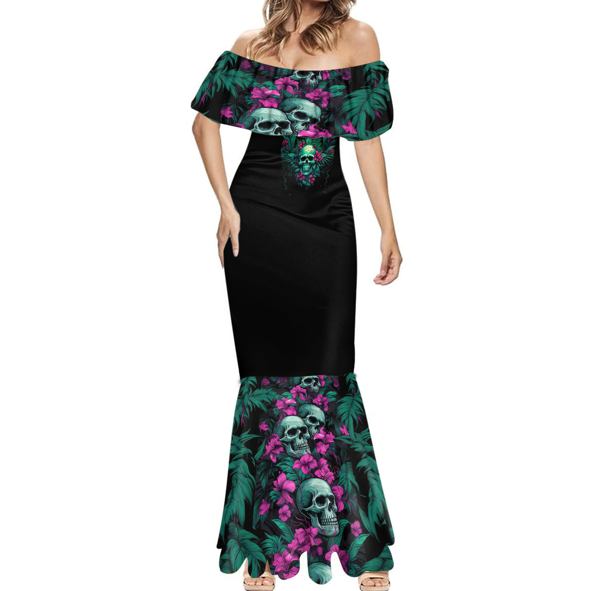 tropical-skull-mermaid-dress-im-blunt-because-god-rolled-me-that-way