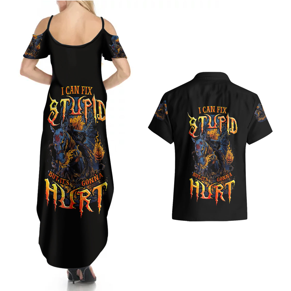 jack-o-lantern-skull-couples-matching-summer-maxi-dress-and-hawaiian-shirt-i-can-fix-stupid-but-its-gonna-hurt