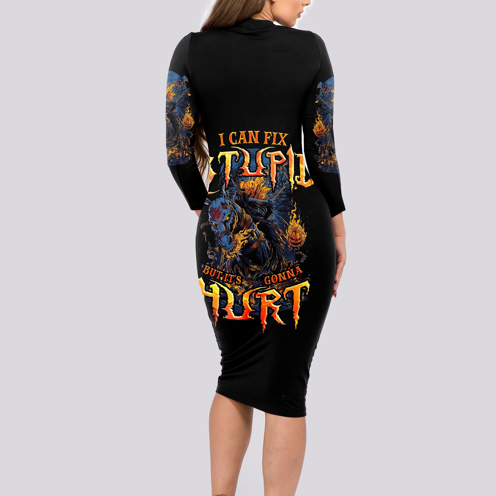 jack-o-lantern-skull-long-sleeve-bodycon-dress-i-can-fix-stupid-but-its-gonna-hurt