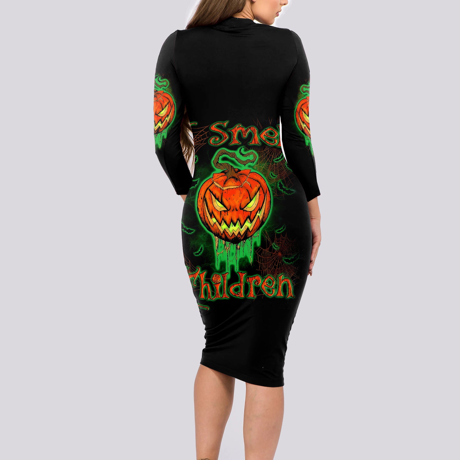 jack-o-lantern-skull-long-sleeve-bodycon-dress-i-smell-children