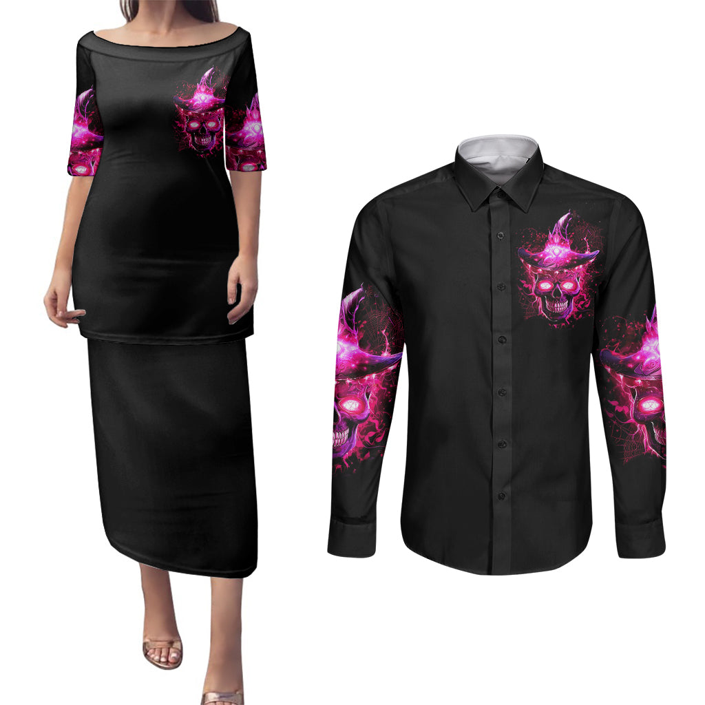 witch-skull-couples-matching-puletasi-dress-and-long-sleeve-button-shirts-iam-the-spell