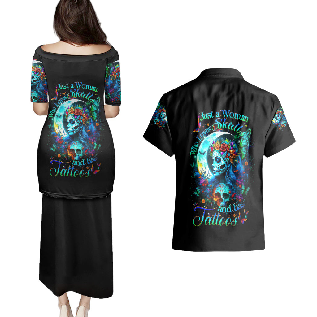 fairy-skull-couples-matching-puletasi-dress-and-hawaiian-shirt-just-the-woman-who-loves-skull-and-tattoo